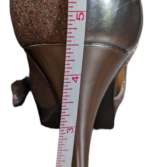 Marc Fisher glitter heels sparkly open toe silver size 8 - Picture 6 of 9